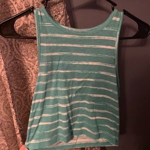 Blue and white stripe crop top